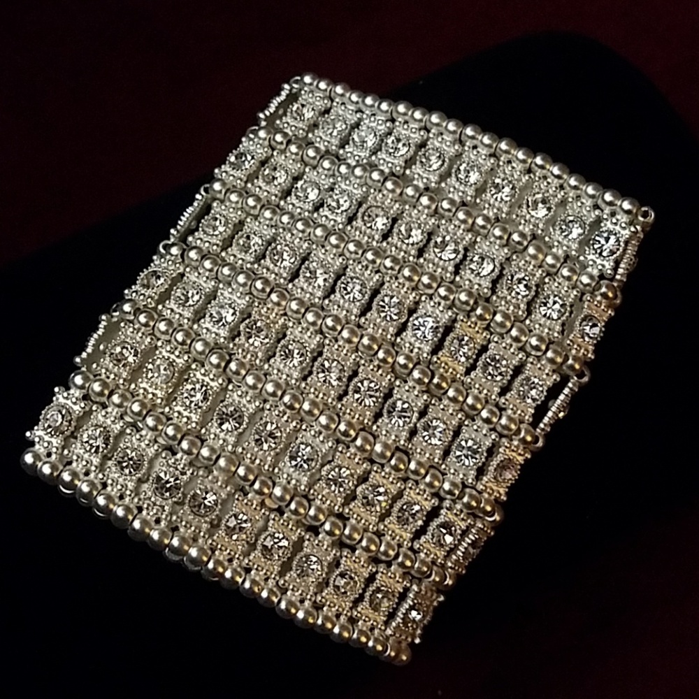 Silver cuff with crystals